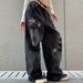 Unisex Straight-Leg Distressed Jeans – Vintage-Inspired Star Patched Denim With Relaxed Fit & Raw Hem_mkmklike.com