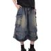 Men's Clothing Retro White Washed Multi Pocket Workwear Denim Shorts Men's Pleated Design Loose Drape Cropped Pants_mkmklike.com