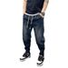 Men's Retro Washed Distressed Blue Jeans Loose Fit Casual Harem Pants Low Waist Standard Thickness Slight Stretch_mkmklike.com