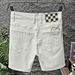 Men's Clothing Ins Trendy Fashion Cat Whisker Hole White Denim Shorts Men's Summer Ink Splashed Casual High Street Stretch Four Point Pants_mkmklike.com