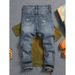 Men's Vintage Heavyweight Distressed Jeans – Korean Retro Washed Denim With Hand-Stitched Patches (28-38, Relaxed Straight Fit)_mkmklike.com