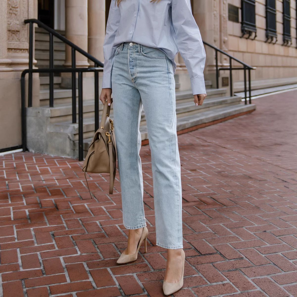 Women's Stretch Denim Straight Leg Pants Spring European American Style_mkmklike.com
