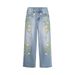 Niche Flower Embroidered Jeans Men's 2025 Spring And Autumn New Trendy Brand American Straight Tube Slim Vibe Long Pants Men_mkmklike.com