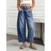 Men's Clothing Loose Fit High Waist Straight Leg Jeans - Washed Denim Pants With Comfortable Stretch & Casual Style (Blue, Light Blue, White, Black)_mkmklike.com