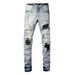 Men's Clothing Retro Light Colored Ripped Jeans For Men Slim Fit Skinny Long Pants Patch Elastic High Street Fashion_mkmklike.com