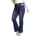 Women's Long Stretchy Slim Fit Flared Pants with Slits Washed Denim Jeans European American Style Cross Border E-commerce_mkmklike.com