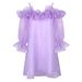 Women's Mesh Splicing One Shoulder Dress Temperamental Style Lantern Sleeve Tulle Loose Dress_mkmklike.com