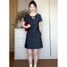 ELLE ELLE French Style High-End Denim With Textured Waist Slimming Lace-Up 2025 Summer Versatile Elegant Dress_mkmklike.com