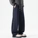 Versatile Splicing Curved Knife Casual Pants For Men In Autumn, Loose And Wide Legs, Long Pants With A Sense Of Drape_mkmklike.com