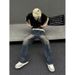 Nordmann American Retro Distressed Jeans For Men With Unique Design, Patchwork Trendy Loose Straight Wide-Leg Casual Pants_mkmklike.com