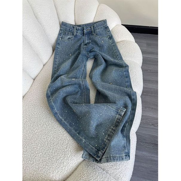 Embellished High-Waisted Straight-Leg Jeans For Women – Lightweight Cotton Denim, Pear-Shaped Fit & Comfortable Stretch-Free Design_mkmklike.com