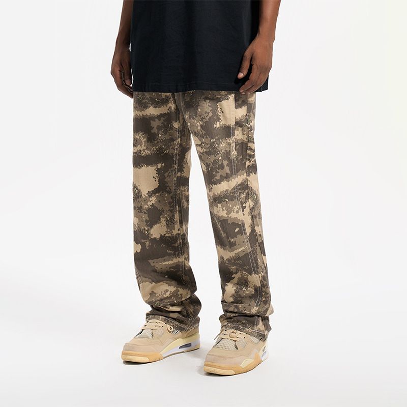 Nordmann Camouflage Jeans Men American High Street Design Sense Niche Casual New Loose Straight Long Pants_mkmklike.com