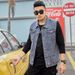 Spring And Autumn Large Size Denim Vest Men's Fattened Plus Size Denim Shirt Trendy Fat Large Fat Guy Vest Vest_mkmklike.com