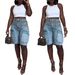 Women's Clothing Spring and Summer New Denim Ripped Straw Washed Work Pocket Jeans_mkmklike.com