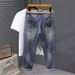 New Trendy Brand Embroidered Jeans Men's Summer Thin Washed Heavy Industry Jeans Men's Fat Plus Size American Pants_mkmklike.com