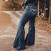 Women's Retro Style mid Rise Stretch Flared Jeans Embroidered Slimming Tight Fit Casual Denim Pants for Spring/Autumn & Summer_mkmklike.com