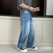 Men's Retro Curved Blade Jeans Loose Fit Straight Leg Workwear High Street Style Versatile Wide Leg Multi Pocket Trousers_mkmklike.com