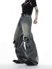Niche Retro Old High Waist Three-dimensional Splicing Design American High Street Trendy Brand Micro-pull Jeans Men_mkmklike.com