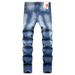 2025 Autumn New Street Trendy Men's Jeans Fashion Hanging Decoration Trend Swinging Paint Slim Fit Small Feet Mid Waist_mkmklike.com
