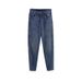 Women's Clothing Elastic Large Size Jeans Women Autumn And Winter Plus Velvet Style Loose Slimming High Waist Straight Nine Points Carrot Pants_mkmklike.com