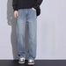 Jeans Men's Spring And Autumn Versatile American Wide-leg Pants 2024 New Trendy Brand Star Pattern Loose Straight Trousers_mkmklike.com