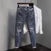 European Style Washed Jeans For Men, Summer Thin Slim Fit Ankle-Length Pants_mkmklike.com