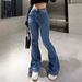Women's Clothing Jeans High Waist Flared Slim Fit Fashionable Straight Casual Denim Trousers_mkmklike.com