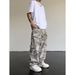 Spring And Autumn Snake Pattern Coated Camouflage Overalls Men And Women Loose Straight Spring And Summer Cool Handsome Street Style Pants Look Thin_mkmklike.com