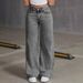 Women's Clothing Retro Bow Embroidery Washed Jeans Women's Sweet And Spicy Straight Loose Trousers_mkmklike.com