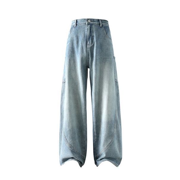Men's American Vintage Straight Leg Jeans – Distressed Wash & Utility Pockets (M-XXXL)_mkmklike.com