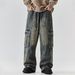 Vintage Blue Workwear Jeans For Men – Relaxed Fit Wide-Leg Denim Pants With Multi-Pockets (S-3XL, Washed Blue)_mkmklike.com