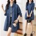 Chicco New 2025 Autumn Royal Sister Style Casual Socialite Women's Cotton Polo Collar Loose Fit Ladies Denim Jacket_mkmklike.com