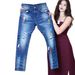 HME Men's Slim Straight Leg Jeans Ripped Print Casual Fashion High Street Trendy European American Cross Border Exclusive Supply_mkmklike.com