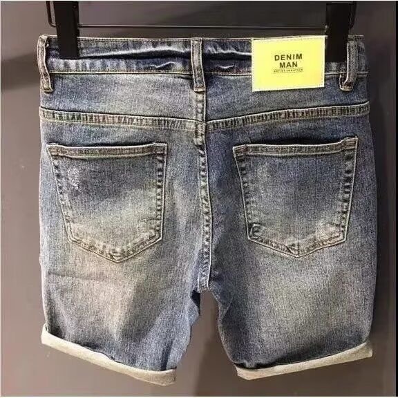 Men's Heavyweight Denim Shorts Trendy Brand High Quality Classic Style Slim Fit Straight Leg Summer Five Point Pants_mkmklike.com