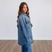"Women's Oversized Denim Jacket – Retro Polo Collar Streetwear Coat (S-2XL, Dark Blue)"_mkmklike.com