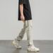 Nordmann European And American Vibe Style Yellow Mud Color Ripped Jeans For Men Summer Ins Trend High Street Cool Loose Straight_mkmklike.com