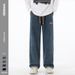 Men's Clothing Mingge style loose straight trousers men's new all match elastic waist jeans_mkmklike.com