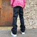 Men's Casual Loose Straight Leg Washed Embossed Jeans Heavy Duty Trendy Streetwear Versatile American Style for Women_mkmklike.com