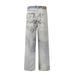 3D Printed Gradient Letter Print Jeans For Men American Style Washed Loose Straight Wide-Leg Pants_mkmklike.com