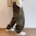 Men's American Streetwear Jeans - Loose Fit Straight-Leg Cotton Pants With Leopard Print For Urban Fashion_mkmklike.com