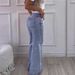 Women's Clothing Retro High Waist Non Elastic Washed Straight Jeans Fashion Contrast Color Wide Leg Jeans_mkmklike.com
