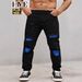 Plus Size Men's Jeans Trendy High Street Ripped Patches Slim Fit Straight Leg Long Pants_mkmklike.com