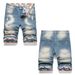 2024 Summer New Distressed Ripped Men's Five-Point Denim Shorts Trendy Fashion Straight Mid-Waist Pants_mkmklike.com