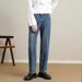 Korean Style Stretch Waist Tapered Jeans For Men – Light Wash Vintage Straight Leg Casual Pants_mkmklike.com