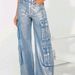 Women's Clothing Style Women's Fashion Stretch Denim Overalls With Multi Pockets Silver Processed Hot Item_mkmklike.com
