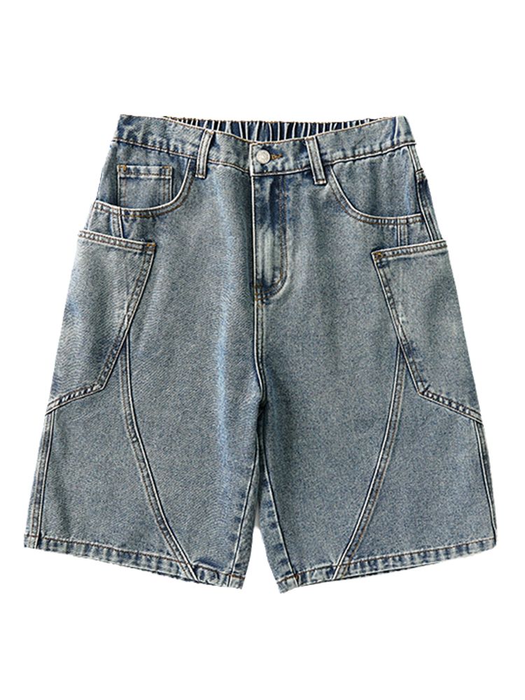 2025 2025 Men's Summer Denim Cargo Shorts Large Size 8XL 7XL 6XL Elastic Waist Straight Baggy Jeans Shorts_mkmklike.com