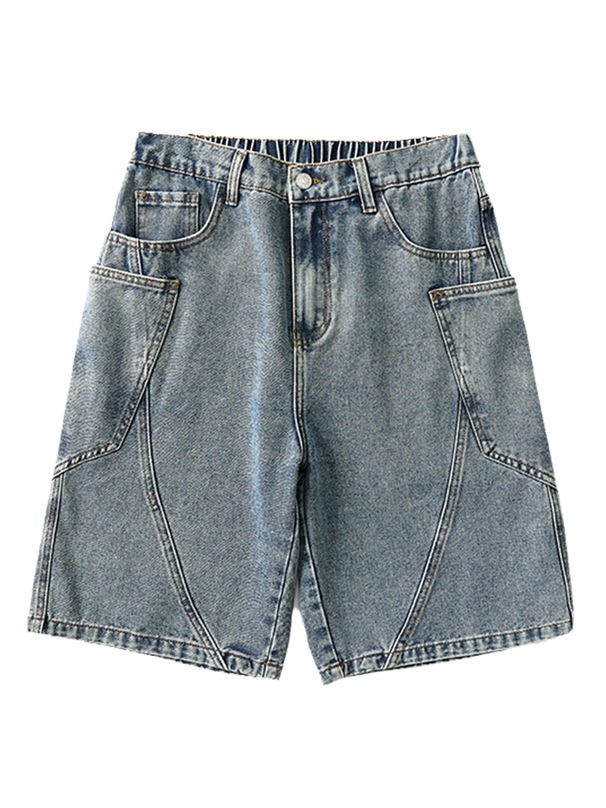 2025 2025 Men's Summer Denim Cargo Shorts Large Size 8XL 7XL 6XL Elastic Waist Straight Baggy Jeans Shorts_mkmklike.com