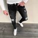 Slim Fit Distressed Denim Jeans For Men - Frayed Edges & Vintage Wash (Black/Blue, S-2XL)_mkmklike.com