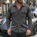 Spring Autumn European And American Cross-Border Casual Men's Fleece-Lined Turn-Down Collar Single-Breasted Solid_mkmklike.com