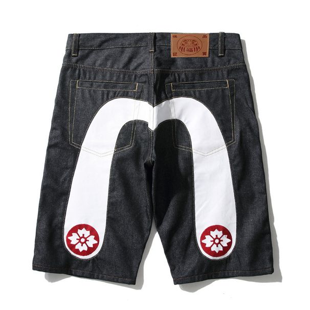 Men's Clothing Summer New Denim Shorts Men's Fashion Brand Version Of Big White Cherry Blossom Big M Print Straight Shorts Thin_mkmklike.com